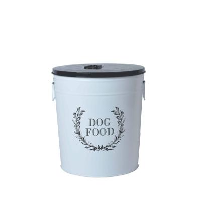 China Large Sustainable White Cheap Metal Dog Food Storage Canisters for sale