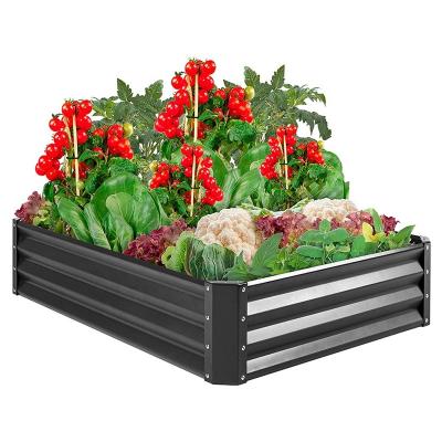 China Modern Rectangle Metal Outdoor Galvanized Planter Raised Garden Beds With Bottom For Vegetable Gardening Flower for sale