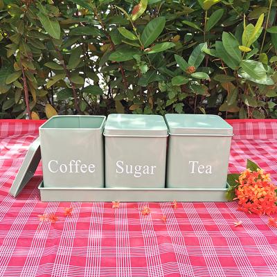 China Custom Logo Color Galvanized Metal Tea Food Coffee Sugar Kitchen Storage Container for sale