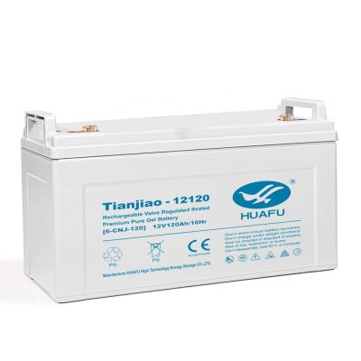 China Solar system. huafu 12v 120ah pure deep cycle battery power storage gel rechargeable batteries for solar for sale