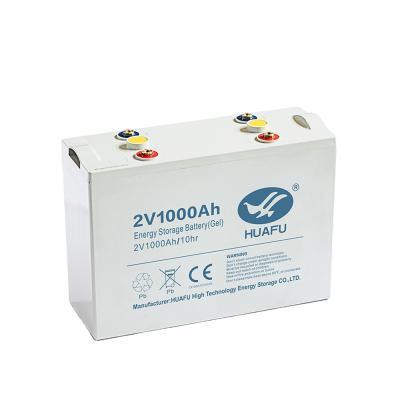 China Home appliances HUAFU 3 years warranty 2V 1000AH VRLA deep cycle CE certificate battery GEL AGM battery for sale