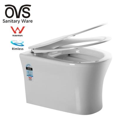 China Ceramic Tankless Rimless Wall Hidden Tank OVS Watermark Australia Wall Mount Wc Toilet Bowl Sanitary Ware Bathroom Toilet Closet Hang Toilets for sale