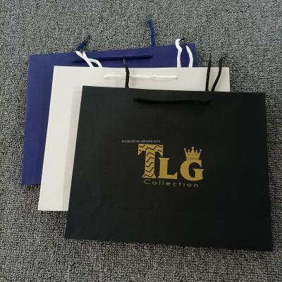 China Shopping Custom With Logo Handles Ribbon Personalized Gift Paper Bags Clothes Shoe Brand Boutique Retail Luxury Shopping Paper Bags for sale