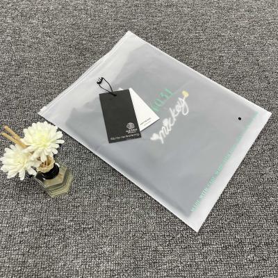 China Matte Frosted Zipper Bags Custom Recyclable Clean Logo Plastic Packaging Zipper Lock Garment Bags For T-shirt Swimwear for sale