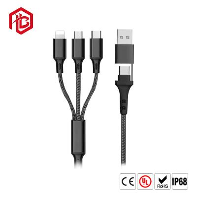 China Micro USB Type C Lighting 3 4 In 1 3A Multi Phone Charger Fast Charging USB Data Cable Te koop