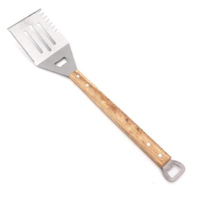 China Easily Cleaned Chef Cooking Tool 18.5 in. Stainless Steel Notched Spatula. in length with the natural wooden handle for sale