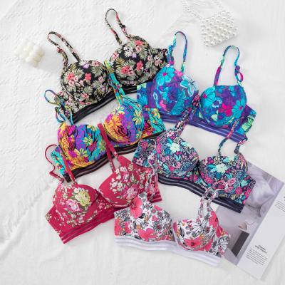 China QUICK DRY Seamless Bra Print Half Cup Thailand Mixed Colors Flower Print Cute Print Hot Bra for sale