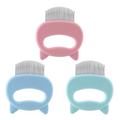 China Viable Cute Handle Remove Loose Hair Pet Grooming, Self Cleaning Brush Pet Grooming Cat Comb Pet Hair Removal Tool for sale