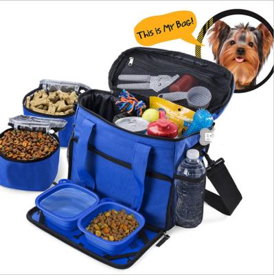 China Large Capacity Pet Travel Bag Food Container Bag and Collapsible Bowl, Portable Storage Dog Training Bag for sale