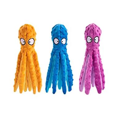 China 8 Legs Viable Octopus Plush Soft Stuffed Dog Toys Outdoor Play Dogs Toy Sounder Sounding Paper Chew Interactive Tooth Squeaker for sale