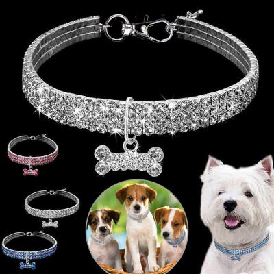 China Custom Made Personalized Rhinestones Cute Charms Pink Bling Cat Dog Collars for sale