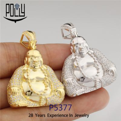 China Wholesale Mens 925 Outlet CZ Gold Plated Hip Hop Bling Bling Silver Iced Jewelry Buddha Pendant On Running Buddha Pendant for sale