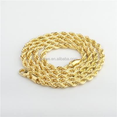 China Wholesale Gold Rope Fashion Hiphop Mens Chain Necklace 14k Gold Plated for sale