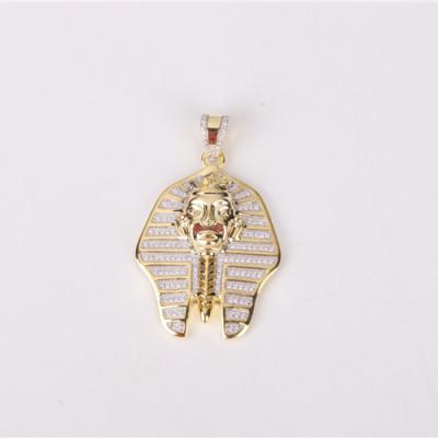 China Hip Hop Jewelry 10K Gold Hip Hop CZ Zircon Pendant Necklace Iced Out Ancient And Egypt Jesus Retro Pendant for sale