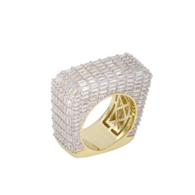 China 9 Carat Gold Plated Rings Zircon Ring 18k Gold Plated 9 Carat Gold Plated Rings Hip Hop Ring for sale