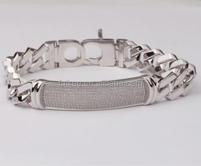 China Hiphop Bling Bling Cool Fashion Design Hip Hop Bracelet 925 Silver Gold Plated Jewelry for sale