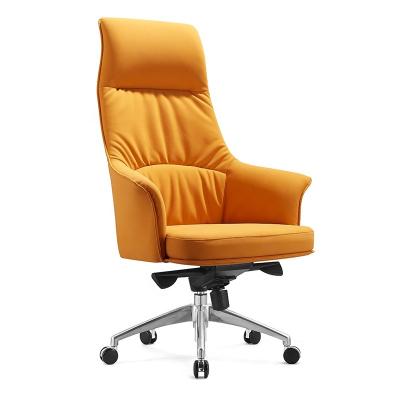 China Luxury Leather Boss Executive Ceo Office Chair (Height) Adjustable Colored Ergonomic Steel Swivel Office Chair for sale