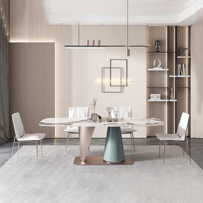 China (Other)Adjustable Italy imported Pandora slate dining table light luxury style rectangular high end dining table and chair combination light for sale