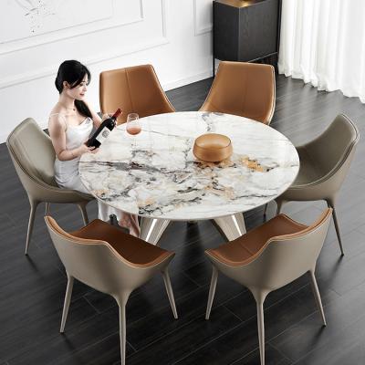 China Adjustable Modern Minimalist Household Slate Flat 6 (Others) Small Dining Table Round Solid Wood Round Table Wabi-Sabi Wind Dinin for sale