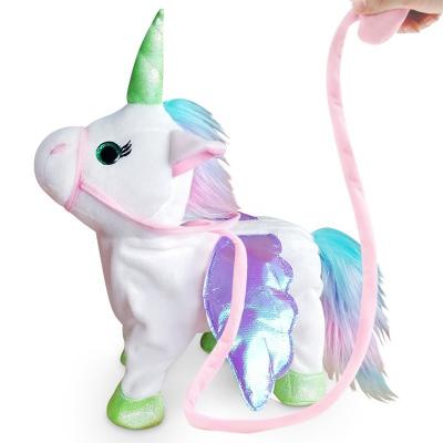 China Singing and walking 35cm hot selling electronic unicorn kawaii plush toy sing and walk for sale