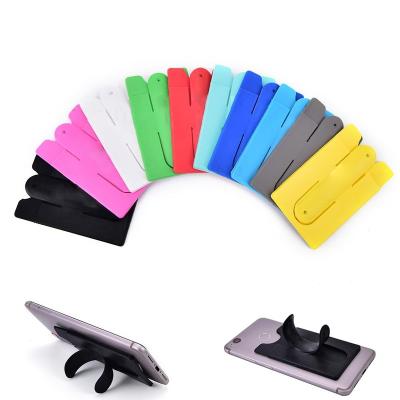 China Portable Custom Silicone Stick Credit Card Holder Stands U-design Phone Holder With Pocket for sale