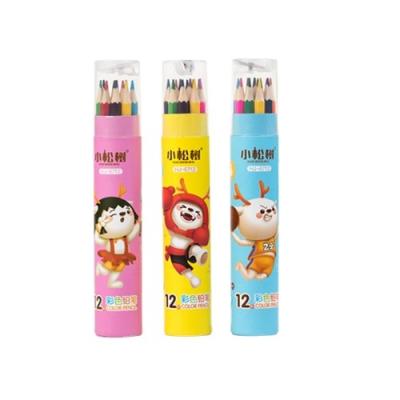 China Professional Paint 12-48-color Drawing Paper Tube With Sharpeners Colorful Pencils Kids Draw Wood 3.0MM High Concentration Colorful for sale