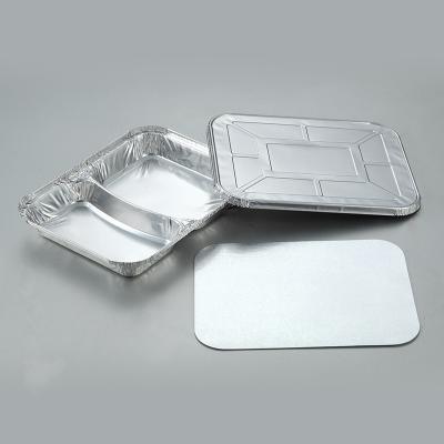 China Aluminum Food Grade Store 2 Compartment Aluminum Foil Container for sale