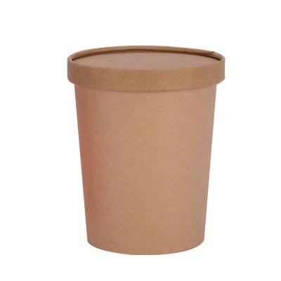 China Wholesale Takeout Biodegradable Soup Cup Paper Packaging Disposable Hot Covered Cup Covered Cup for sale