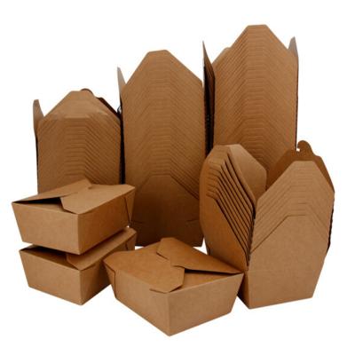 China Biodegradable Custom Disposable Container Take Out Food Paper Containers Brown Kraft Paper Removing Boxes for sale