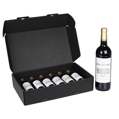 China Custom Black Biodegradable Luxury Red Wine Paper Bottle Packaging Gift Collapsible Wine Packing Box for sale