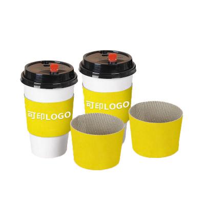 China Product Promotion Disposable Corrugated Coffee Sleeves Cup Sleeves Jackets Holder KraftPaper Sleeves Thermal Insulation Protective Drinks Insulated for sale