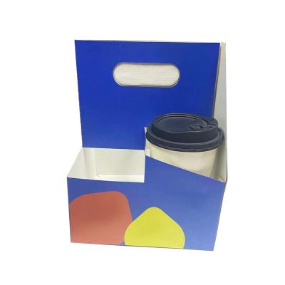 China With Handle Cheap Durable Cardboard Coffee Paper Cup Holder Disposable Takeaway Cup Holder/Custom Logo 4cups Style Coffee Cup Holder for sale