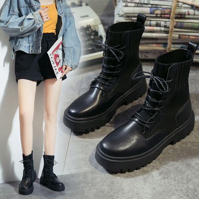 China 2019 New Anti-slippery Winter Fat Martens Female Ankle Boots Women Increased Sock Boty Boots By UK Size Black for sale