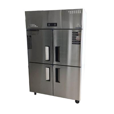 China Double-temperature No Fingerprint Stainless Steel Commercial Upright Display Refrigerator Freezer for sale