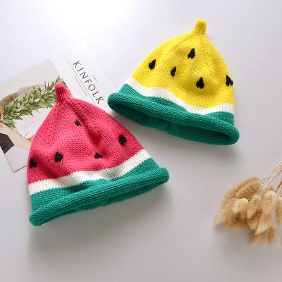 China JOINT fashion children's winter baby hand knitting fruit hat kids watermelon autumn warm hat woolen cute hats for sale