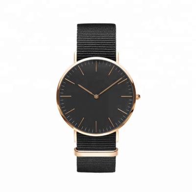 China Black Cheap Alarm Stock Watches Nylon And PU Wrist Alloy Unisex Watch for sale