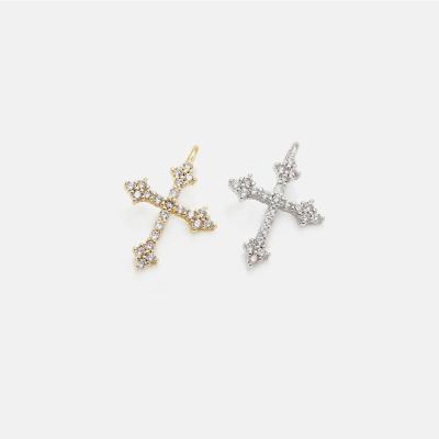 China Hiphop factory wholesale gold plated zirconia cross diamond pendant necklace charms accessories diy cross jewelry for sale