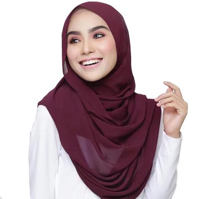 China Muslim Scarf Georgette Plain Bubble Chiffon Hijab Dubai Malaysia Latest Fashion Islam Arabic Wholesale Simple Tudung For Women for sale