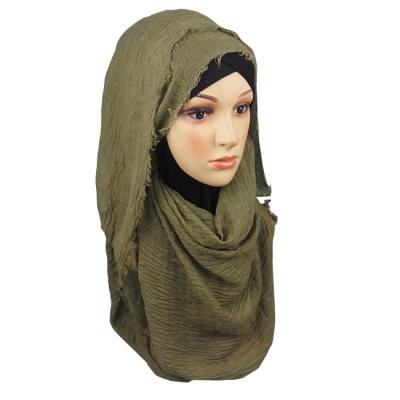 China Fashion Wholesale Turkish Viscous Pleat Plain Dyed FD Order Muslim Hijab Scarf for sale