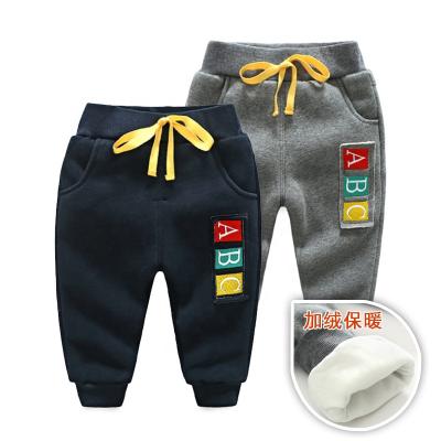 China New Children Winter Fade Proof Qy Autumn And Color 'S Chenille Baby Fleece Lined Korean Clothing Pants Cartoon Embroidered Sports Pants for sale