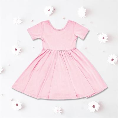 China Qy Amazon Comfortable Hot Selling Customize Baby Summer Girls Dresses Boutique Bamboo Dress Baby Bamboo Clothes for sale