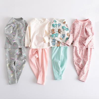 China Qy Autumn Children's Cotton Pajamas Cartoon Print Casual Girls' Breathable Children's Sleepwear for sale