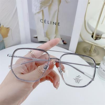 China Blue light protection 01033 2021 new designer polygon glass girls metal mirror blue light glasses frame blue ray glasses for sale