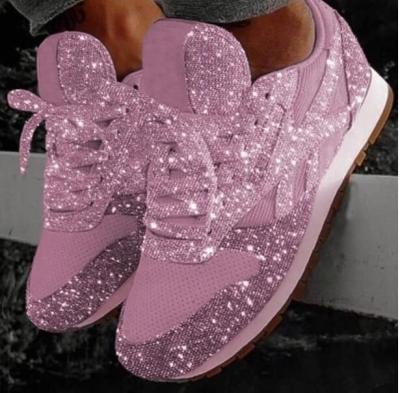 China Rhinestone Chiffon Sequin Sneaker Shoes Large Size Women's Breathable Sports Shoes 35-43 for sale