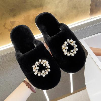 China Baotou Thermal Furry Women's Slippers New Style Warm Home Slippers for Autumn and Winter for sale