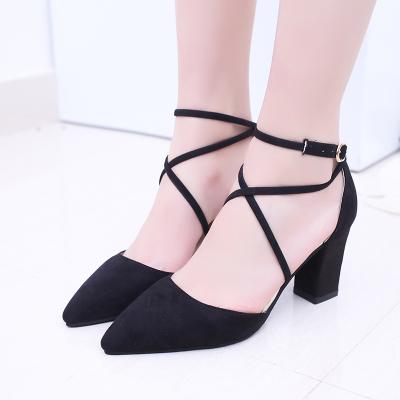 China Height increasing 2020 spring and summer new party square with shallow cross-strap women's mouth shoes Roman high heels shoes for sale