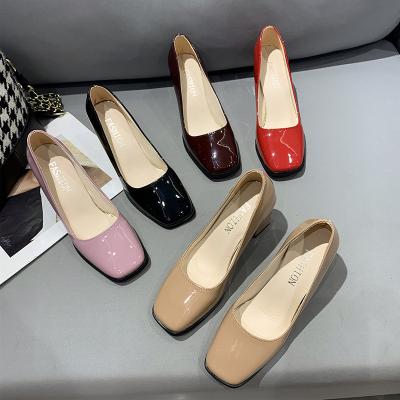 China Fashion trend high heels women's thick heel spring pumps and square toe French retro new autumn women's shoes for sale