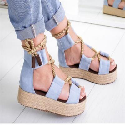 China Color Matching Thick-soled Women's Breathable Sandals Summer Woven Thick-soled Women's Sandals for sale