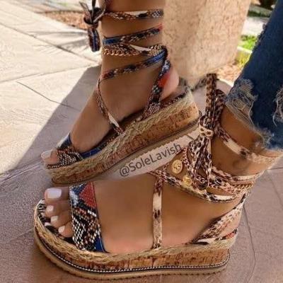 China Snake Pattern Bestselling Lightweight Amazon Hemp Strap Roman Sandals for sale