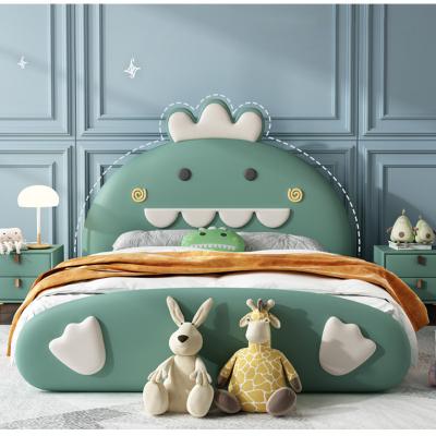 China Storage Cartoon Cute Green Leather Soft Dragon Bedroom Bed Set For Home Furniture for sale